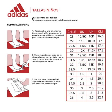 adidas tallas para niños.